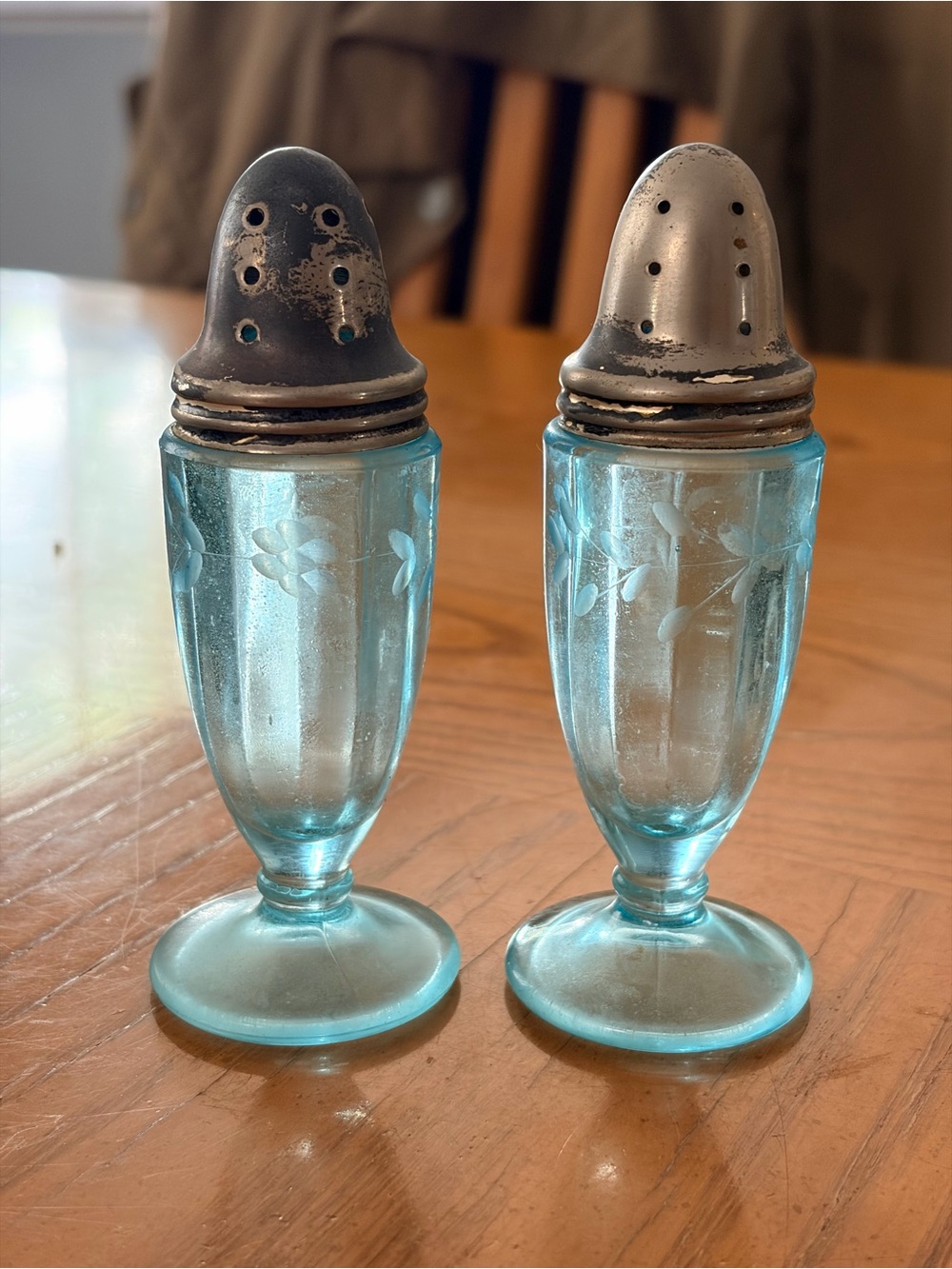 Federal Glass Madrid Blue salt & pepper shakers